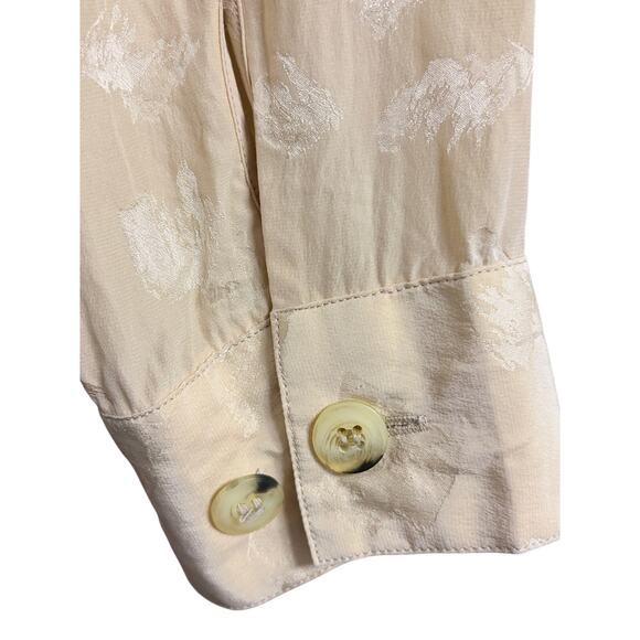 Tahari Jacquard Silk Pale Yellow Double Breasted Blouse size 8 - Picture 6 of 9